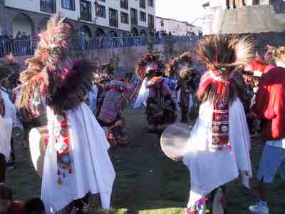 Some dancers practising for the Inti Rayma